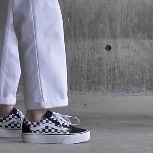 Vans Old Skool Black and White Checker Platform Shoes